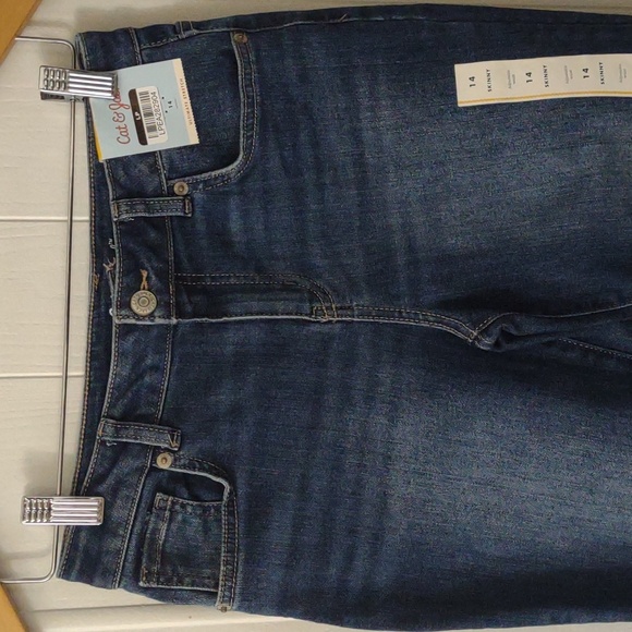 Cat & Jack Girls' Mid-Rise Ultimate Stretch Skinny Jeans- Sz 14 - Picture 3 of 11
